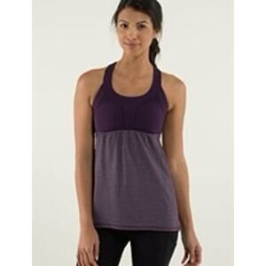 Lululemon 2-In-Run Tank Heathered Deep Zinfandel Shelf Bra Size 10